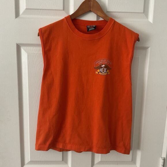 Harley Davidson Tank M Motorcycle Shirt Orange Cotton Lehigh Valley PA - Picture 1 of 4